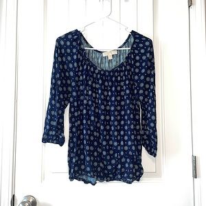 MICHAEL Michael Kors Blue 3/4 Sleeve Top - XL